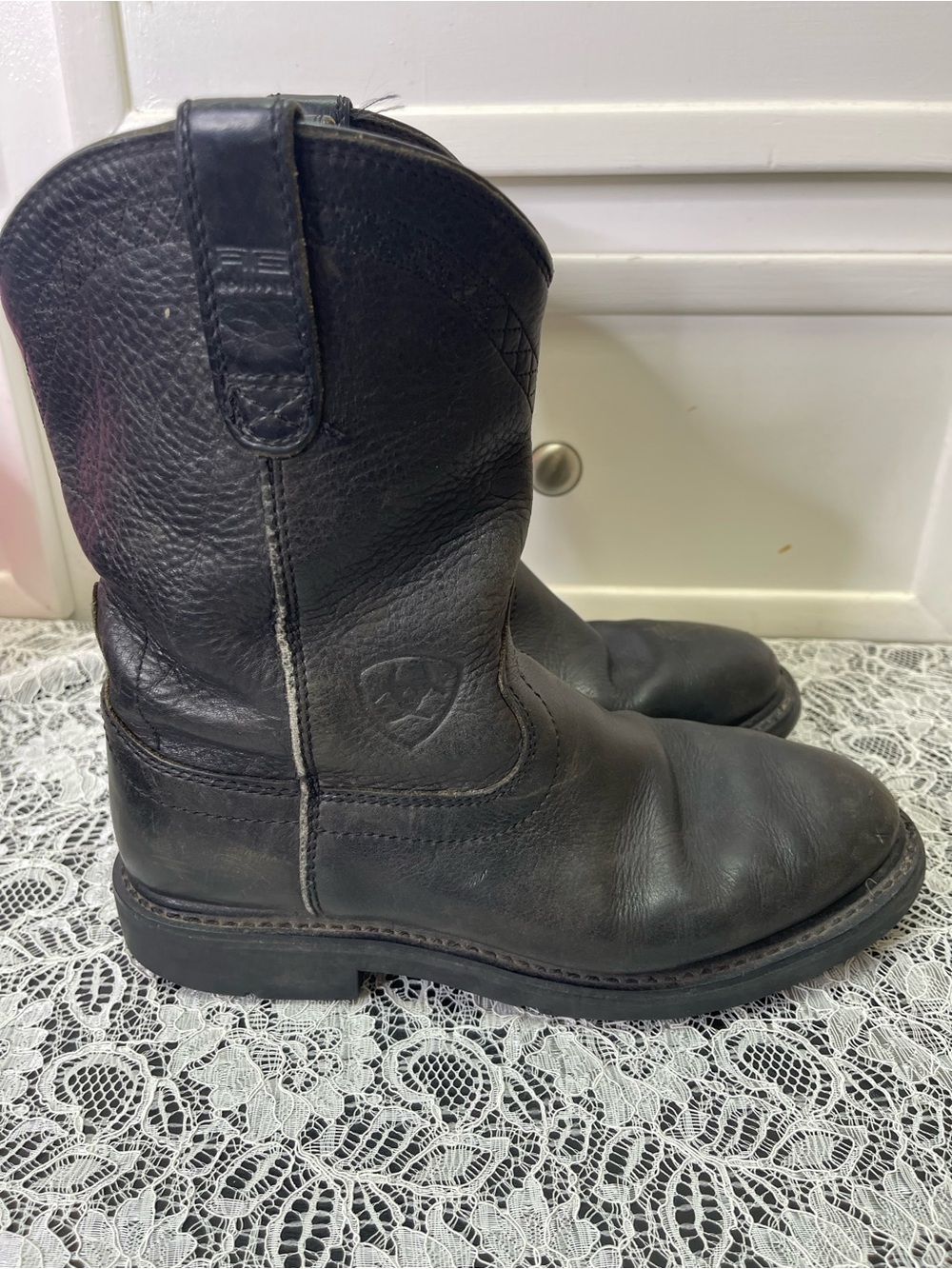 Ariat Mens Sierra Cowboy Western Work Boot BLK Leather 10002422 37201 SZ 8.5EE